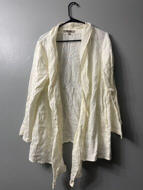 Flax Linen duster Kimono Laghonlook jacket off white  sz small
